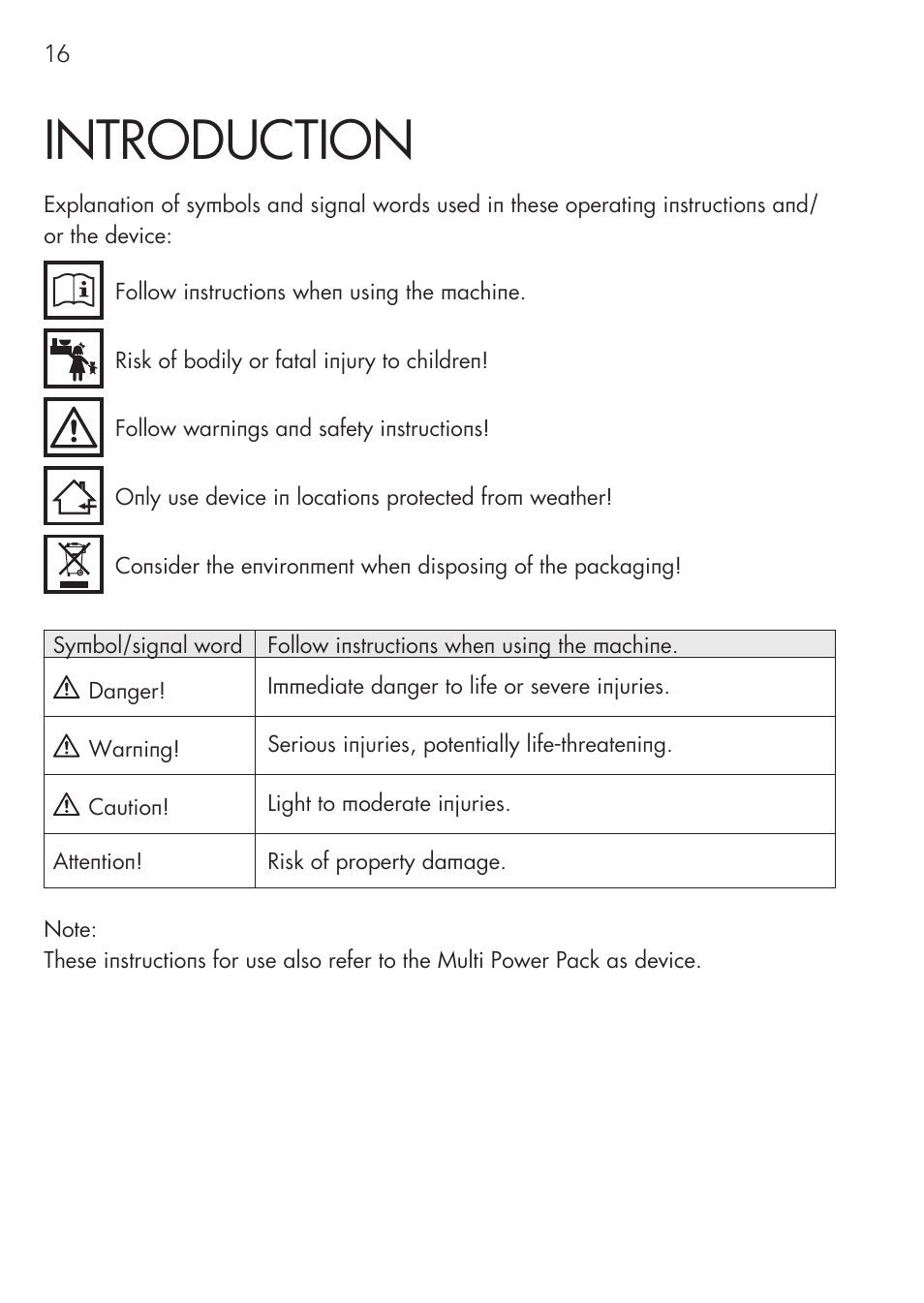 Introduction | AEG Multi-Powerpack ML 12 User Manual | Page 16 / 76