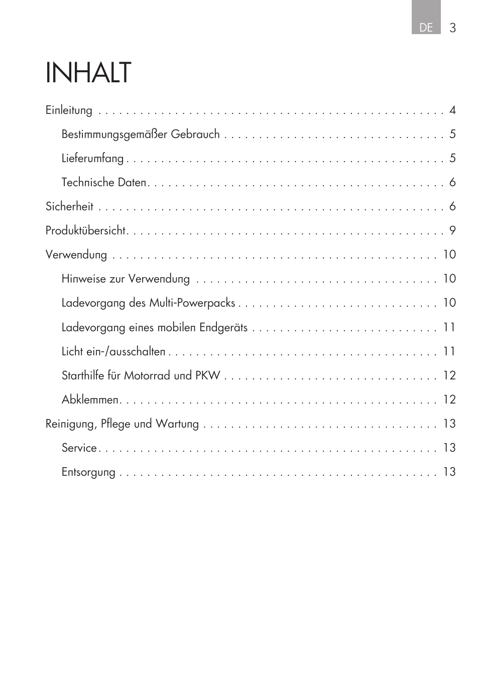 Inhalt | AEG Multi-Powerpack ML 12 User Manual | Page 3 / 76