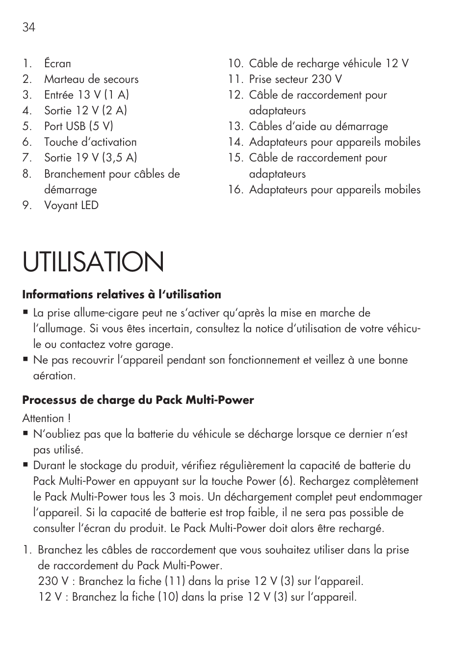 Utilisation | AEG Multi-Powerpack ML 12 User Manual | Page 34 / 76