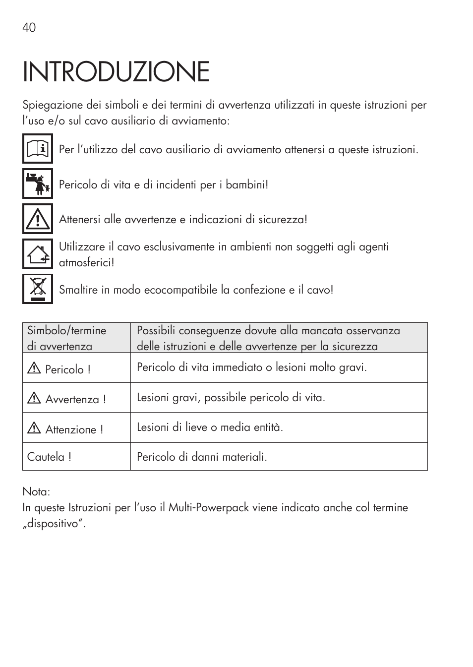 Introduzione | AEG Multi-Powerpack ML 12 User Manual | Page 40 / 76