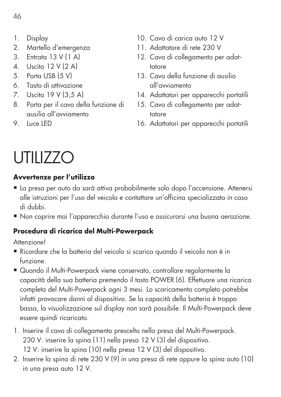Utilizzo | AEG Multi-Powerpack ML 12 User Manual | Page 46 / 76