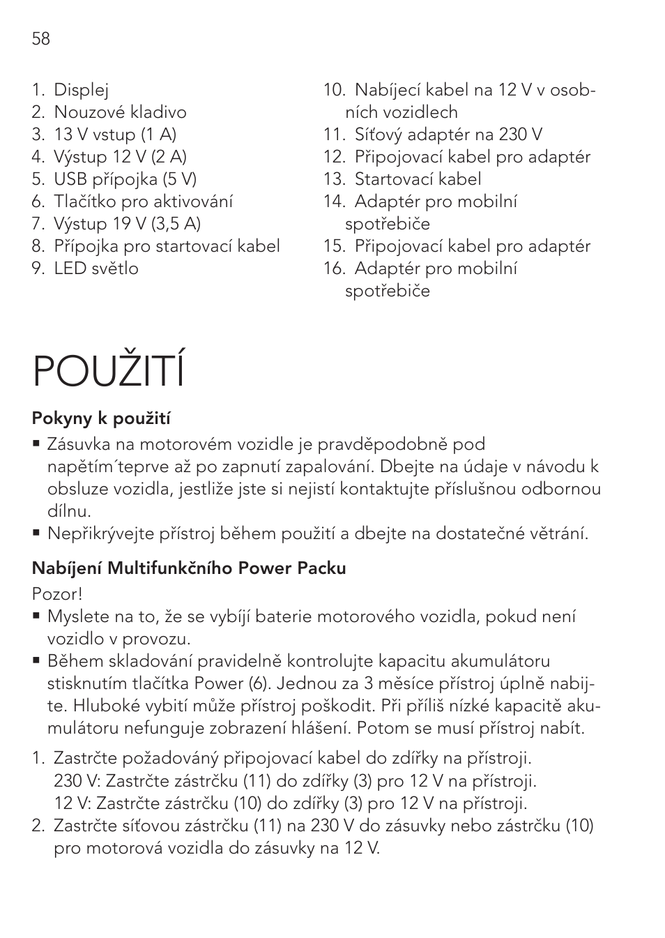 Použití | AEG Multi-Powerpack ML 12 User Manual | Page 58 / 76