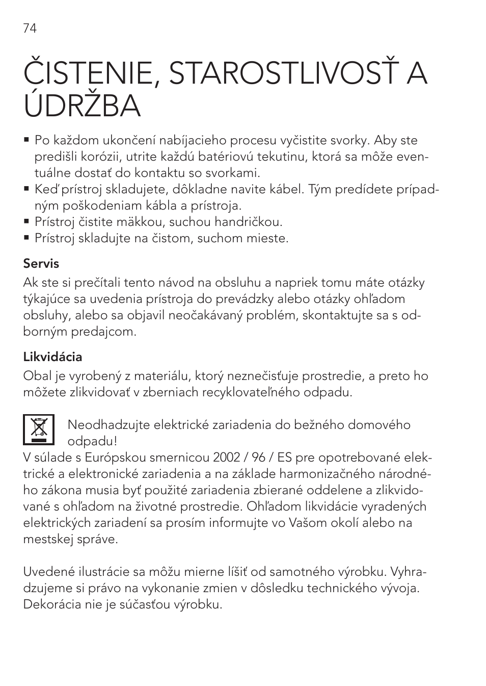 Čistenie, starostlivosť a údržba | AEG Multi-Powerpack ML 12 User Manual | Page 74 / 76