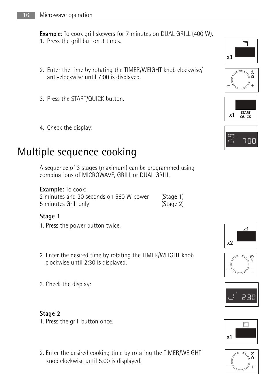 Multiple sequence cooking, X3 x1, X1 x2 | AEG MC1753E-M User Manual | Page 16 / 40