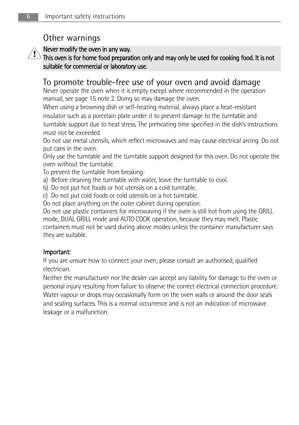 Other warnings | AEG MC1753E-M User Manual | Page 6 / 40