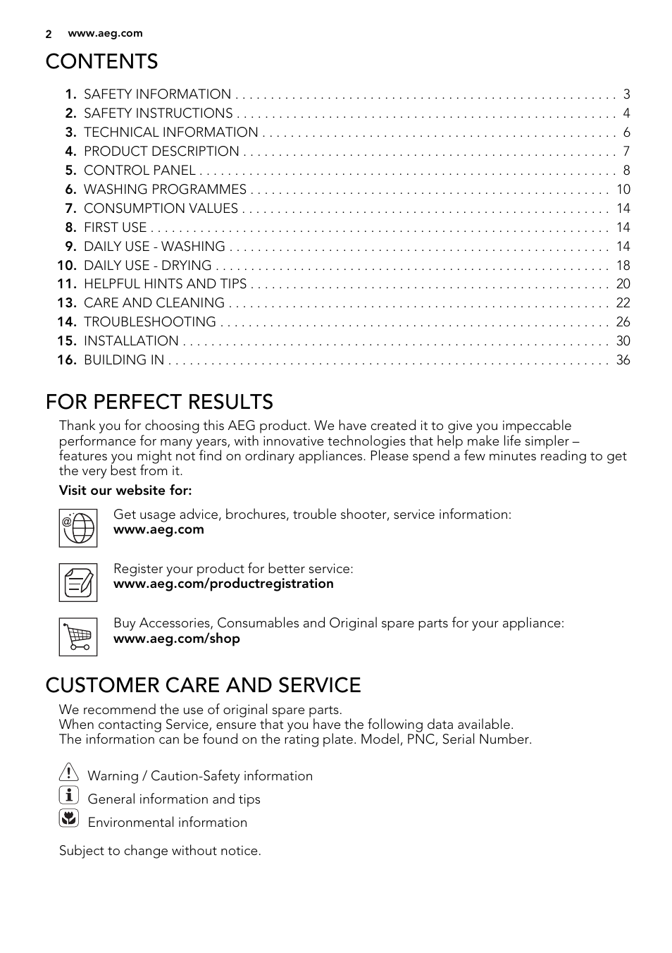 AEG L75480WD User Manual | Page 2 / 40