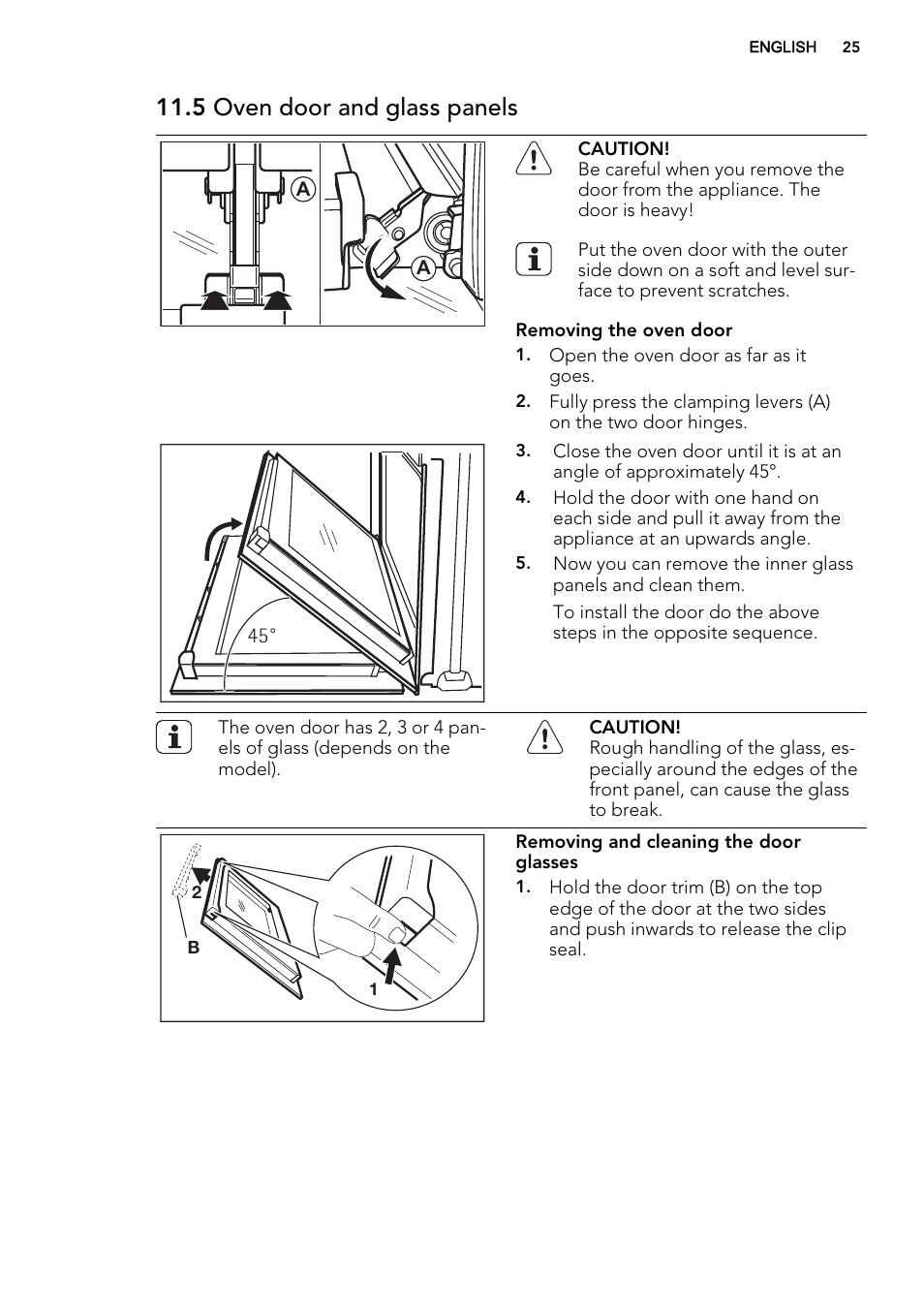 5 oven door and glass panels | AEG DE4003000B User Manual | Page 25 / 36