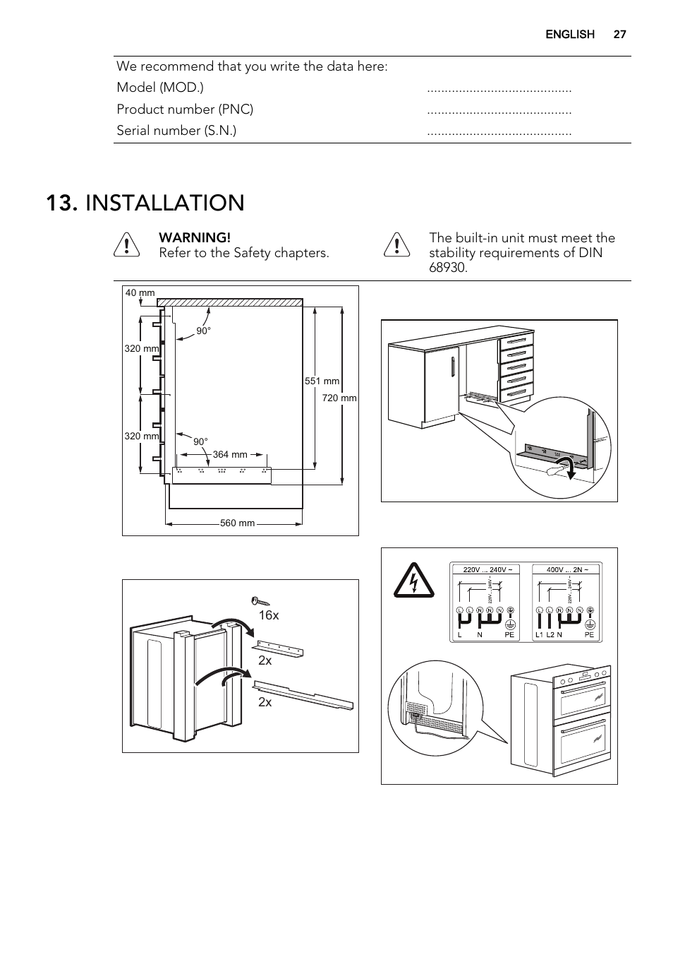 Installation | AEG DE4003000B User Manual | Page 27 / 36