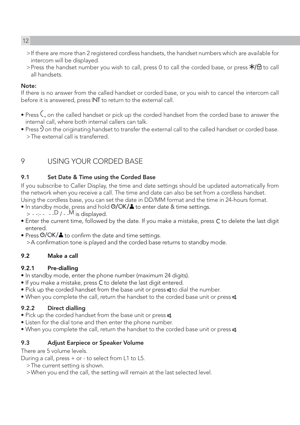 9using your corded base | AEG Solo combo 15 User Manual | Page 14 / 42