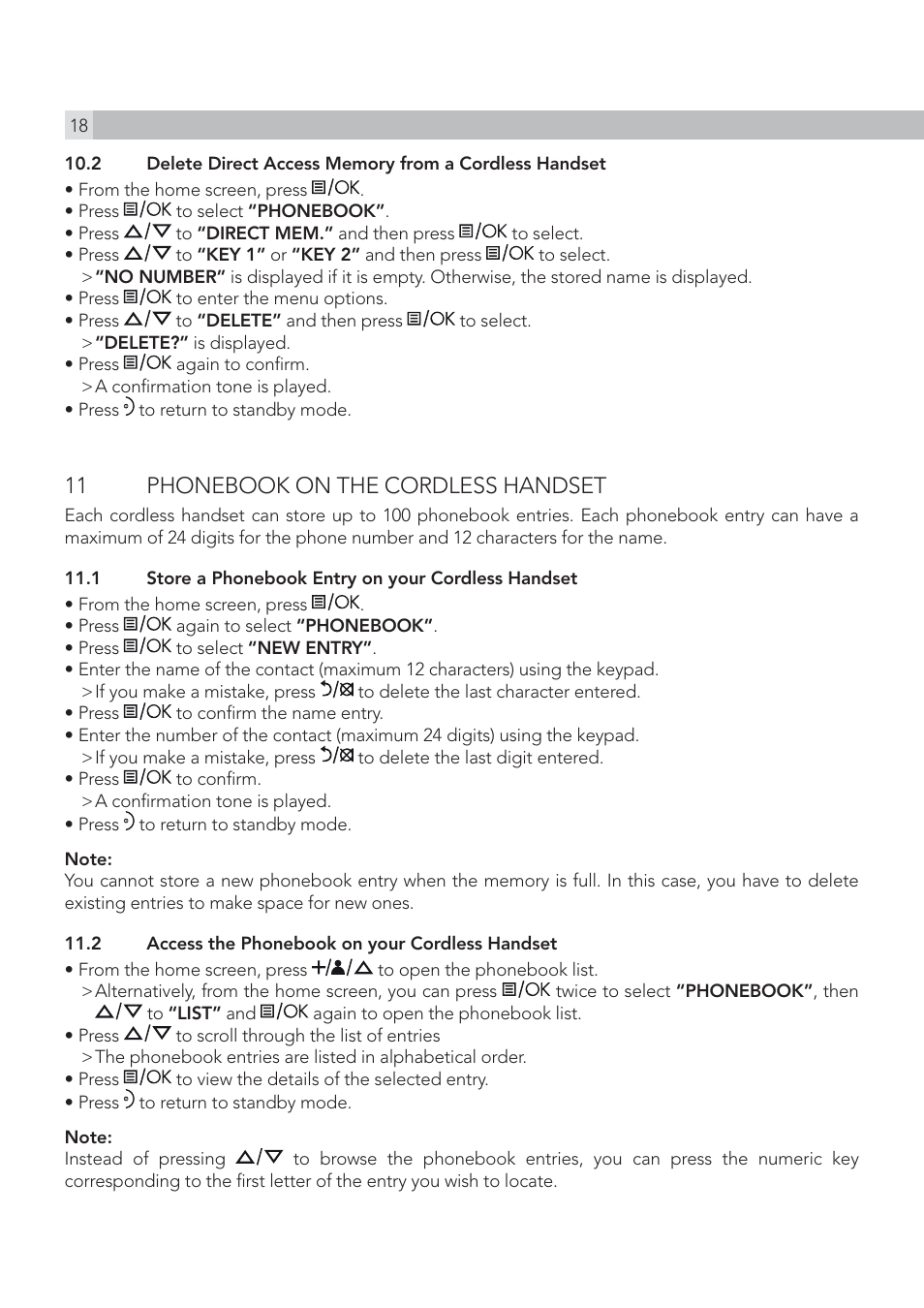 11 phonebook on the cordless handset | AEG Solo combo 15 User Manual | Page 20 / 42