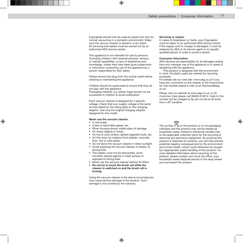 AEG AG943 User Manual | Page 11 / 12