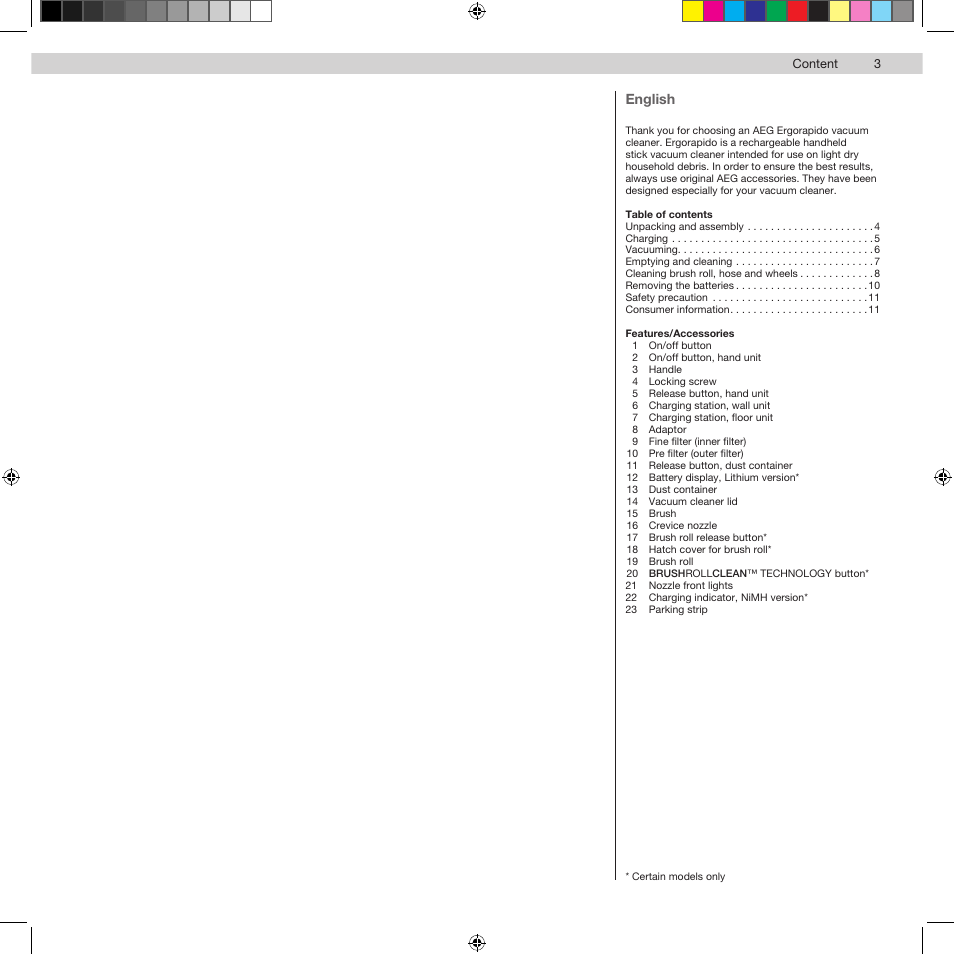 English | AEG AG943 User Manual | Page 3 / 12