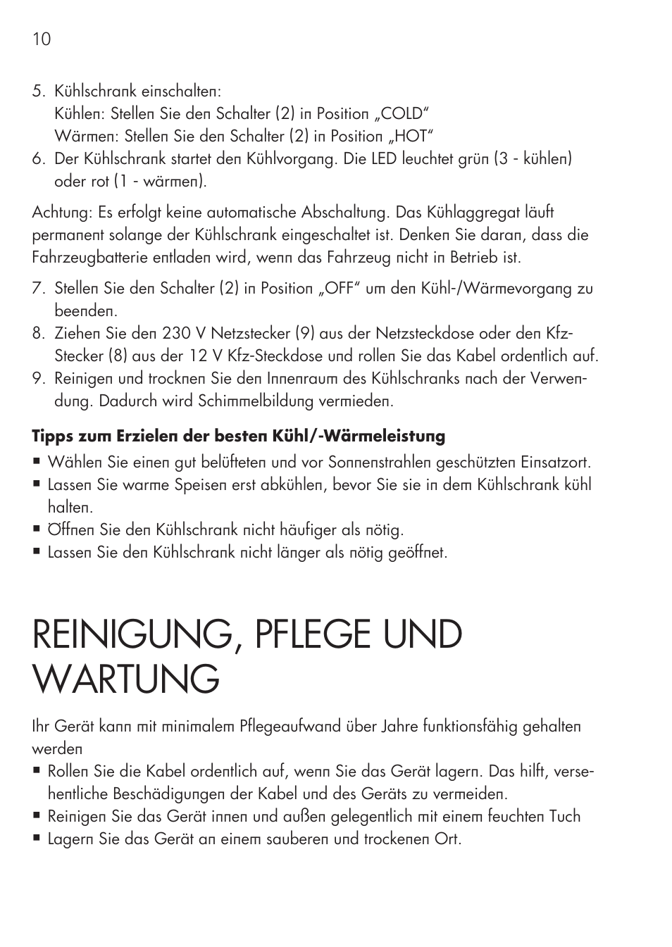 Reinigung, pflege und wartung | AEG Mini Fridge MS 4 User Manual | Page 10 / 56