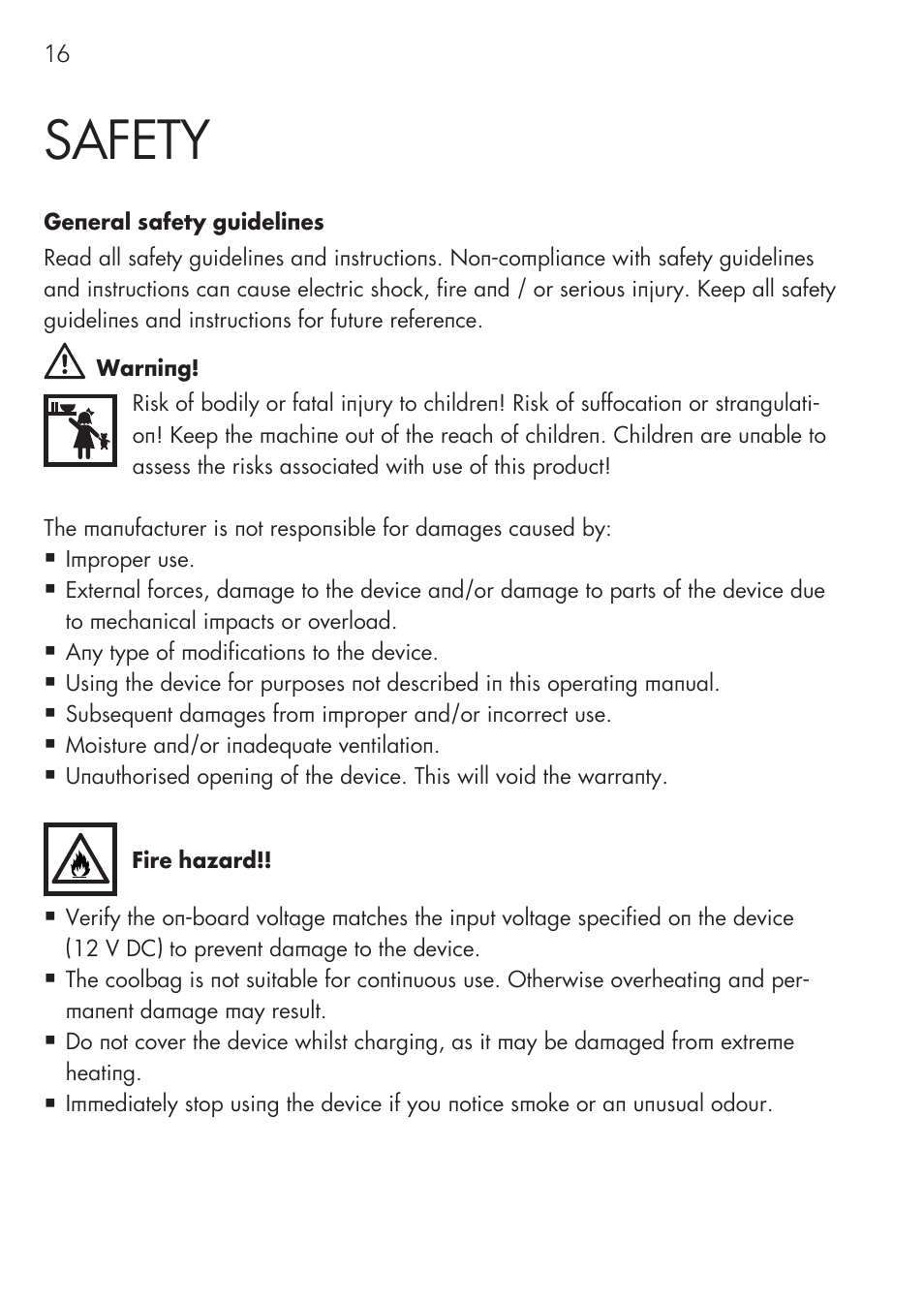 Safety | AEG Mini Fridge MS 4 User Manual | Page 16 / 56