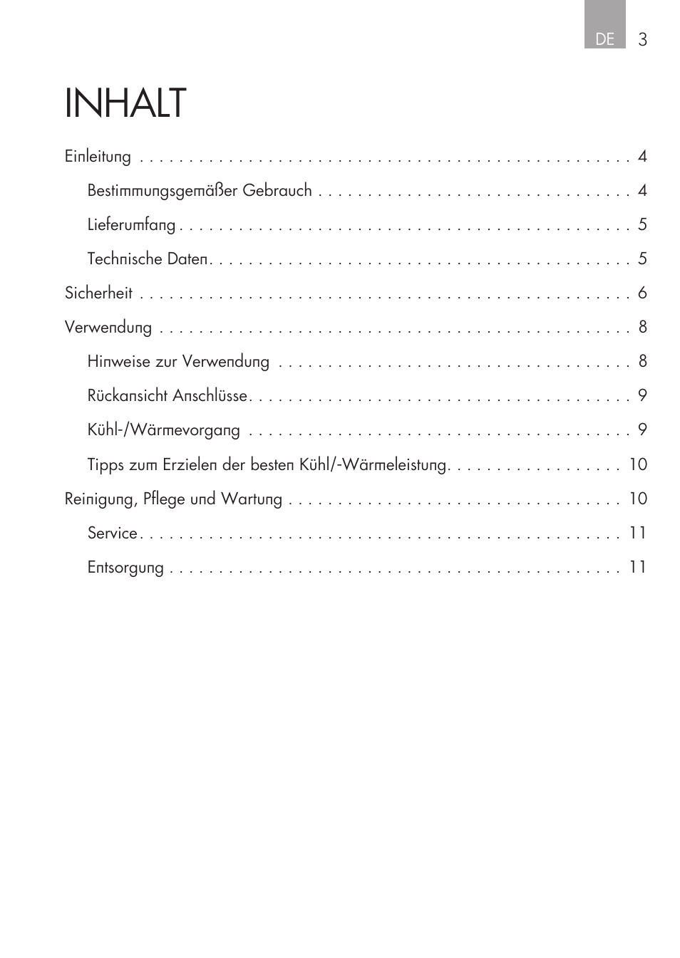 Inhalt | AEG Mini Fridge MS 4 User Manual | Page 3 / 56