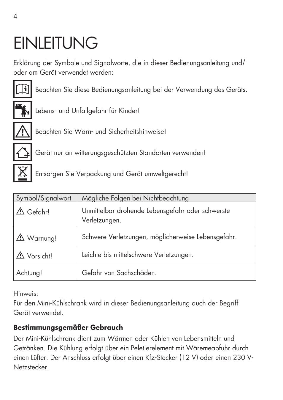 Einleitung | AEG Mini Fridge MS 4 User Manual | Page 4 / 56