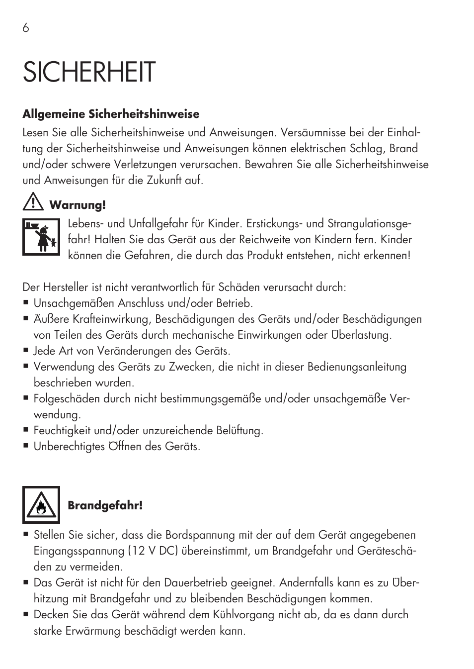 Sicherheit | AEG Mini Fridge MS 4 User Manual | Page 6 / 56