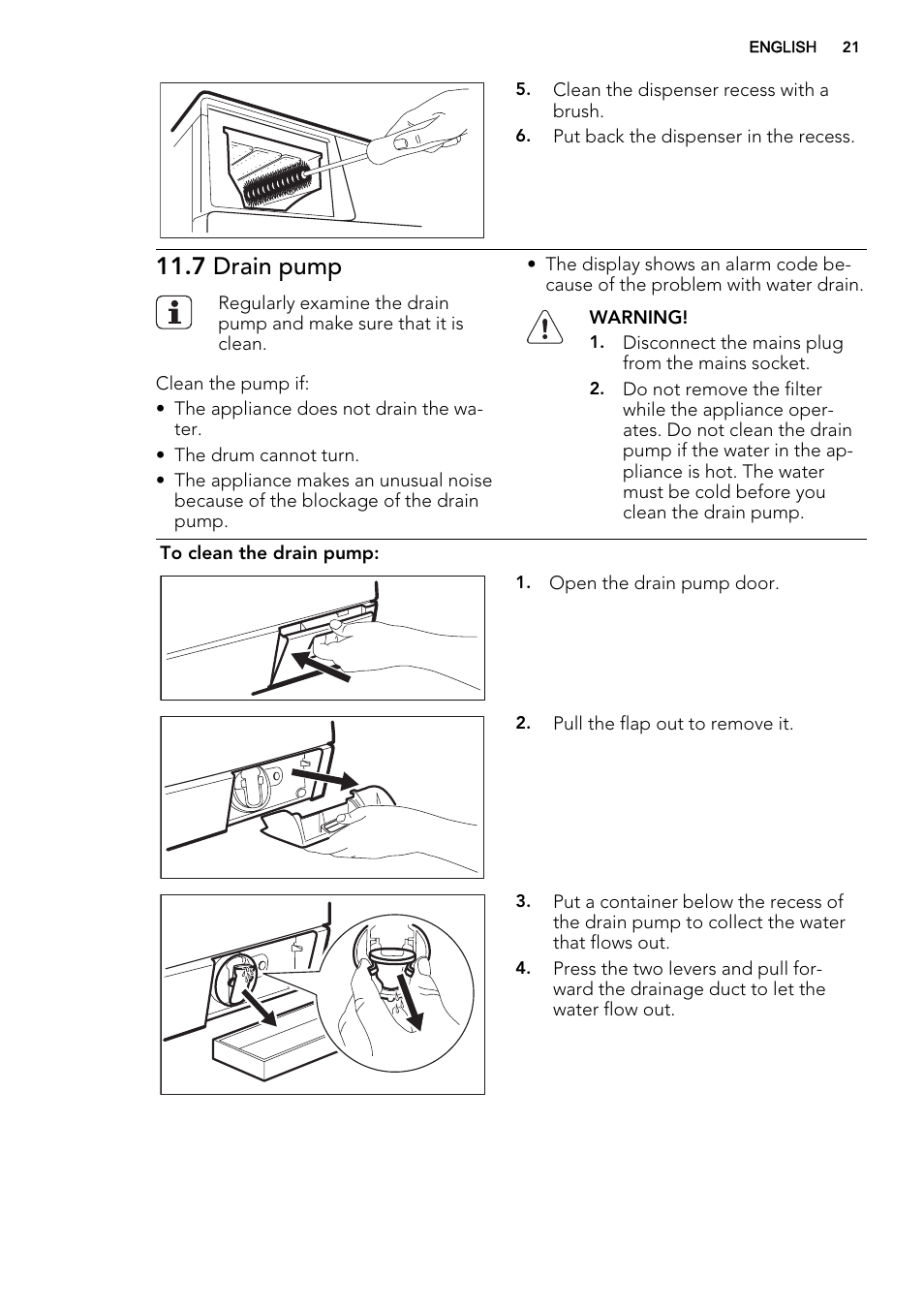 7 drain pump | AEG L75670FL User Manual | Page 21 / 36