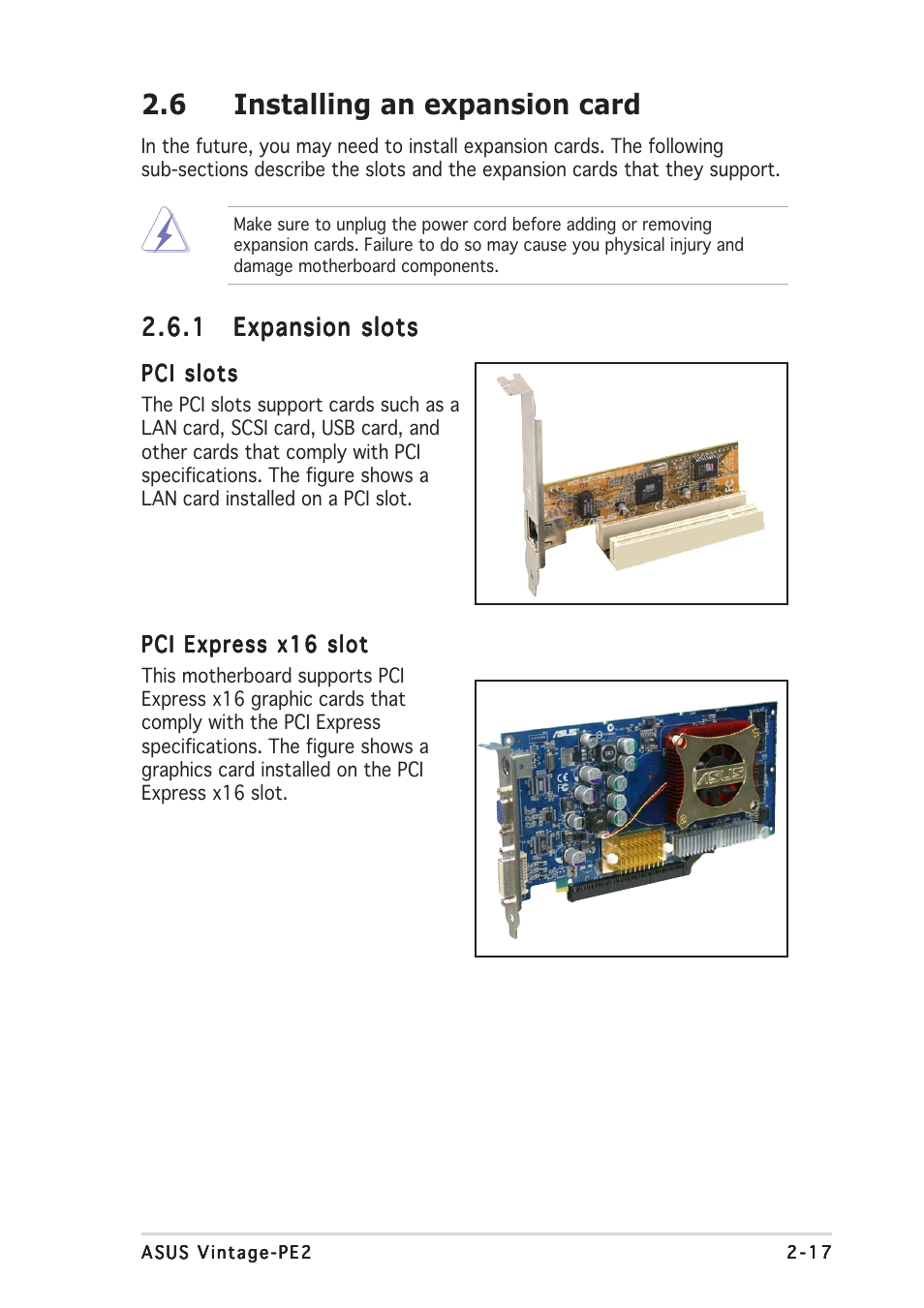 6 installing an expansion card | Asus Barebone System Vintage-PE2 User Manual | Page 33 / 96