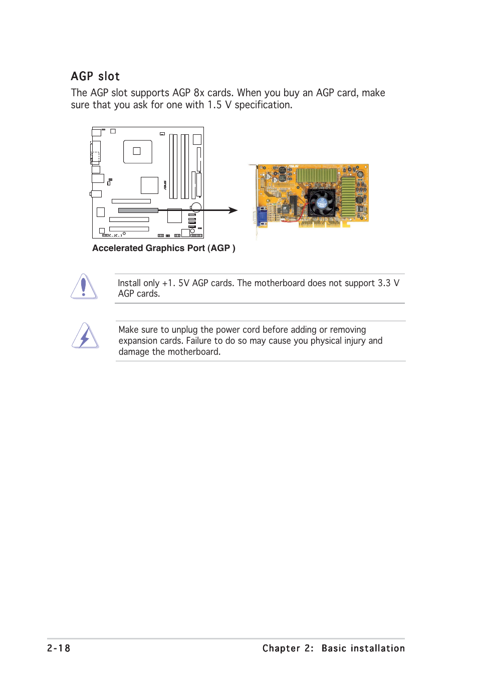 Agp slot | Asus Barebone System Vintage-PE2 User Manual | Page 34 / 96