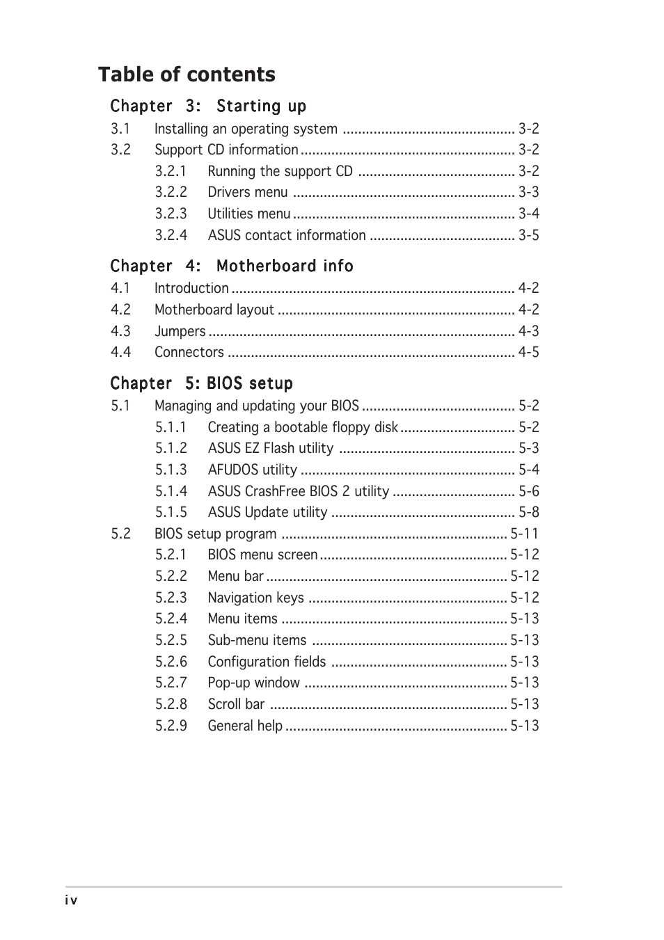 Asus Barebone System Vintage-PE2 User Manual | Page 4 / 96