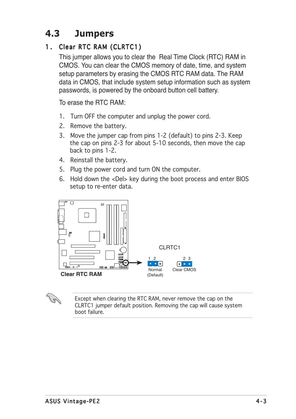 3 jumpers | Asus Barebone System Vintage-PE2 User Manual | Page 55 / 96