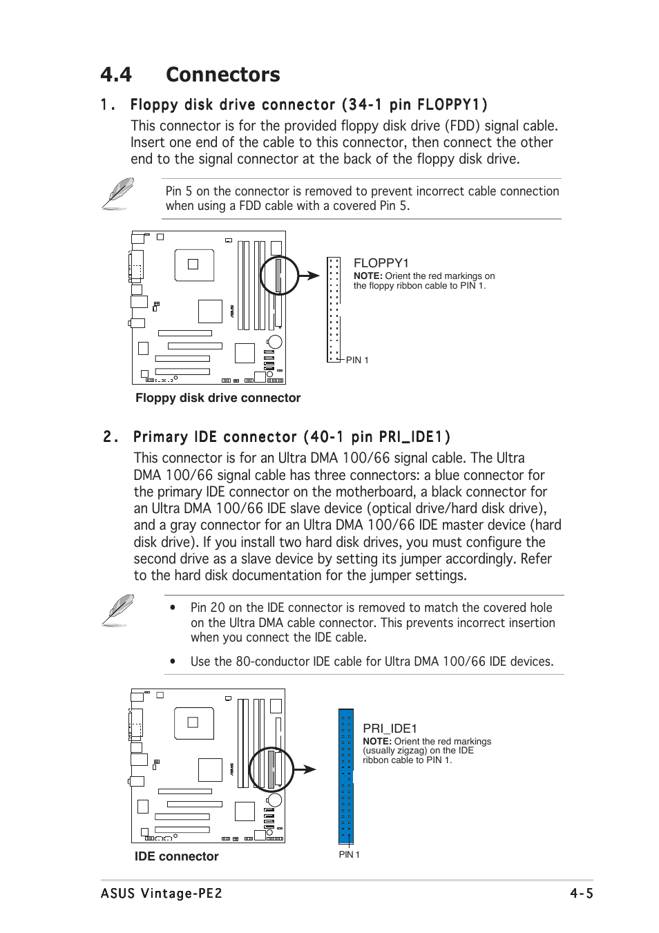 4 connectors | Asus Barebone System Vintage-PE2 User Manual | Page 57 / 96