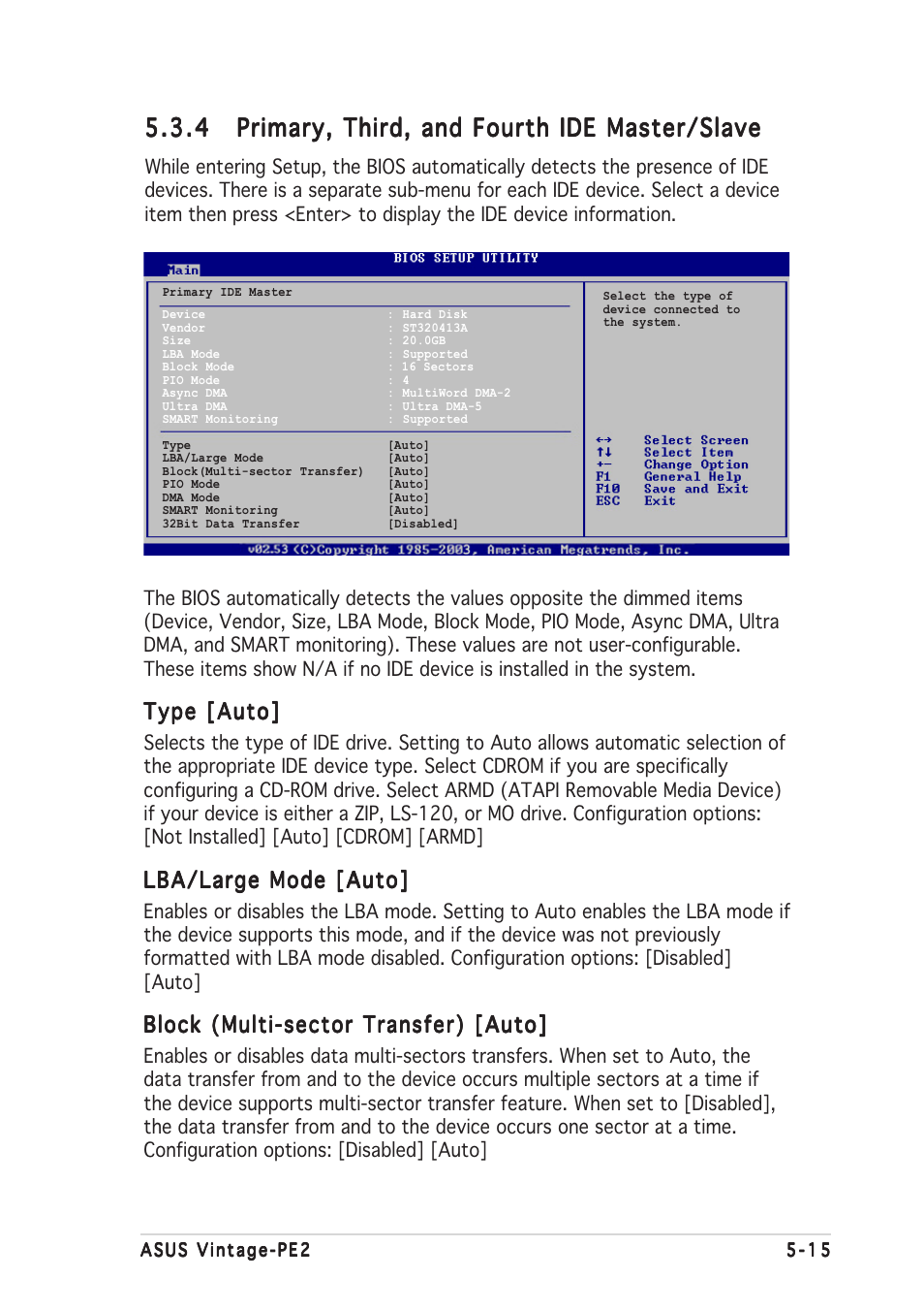 Type [auto, Lba/large mode [auto, Block (multi-sector transfer) [auto | Asus Barebone System Vintage-PE2 User Manual | Page 77 / 96