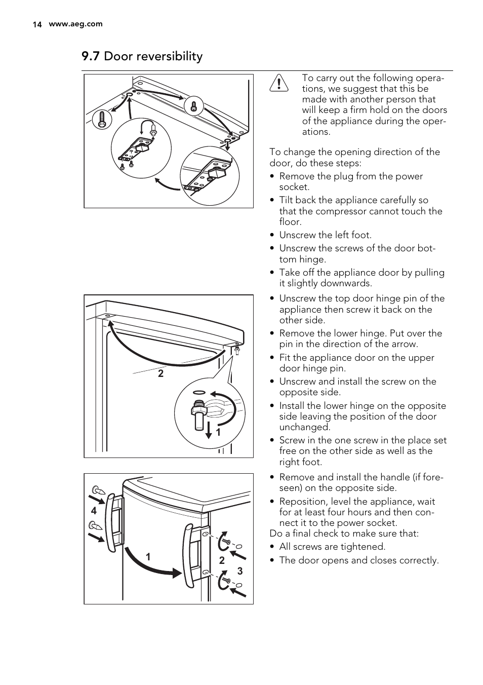 7 door reversibility | AEG S63300KDX0 User Manual | Page 14 / 20