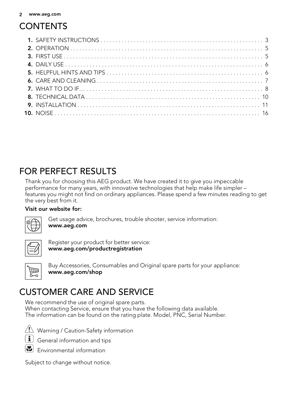 AEG S63300KDX0 User Manual | Page 2 / 20