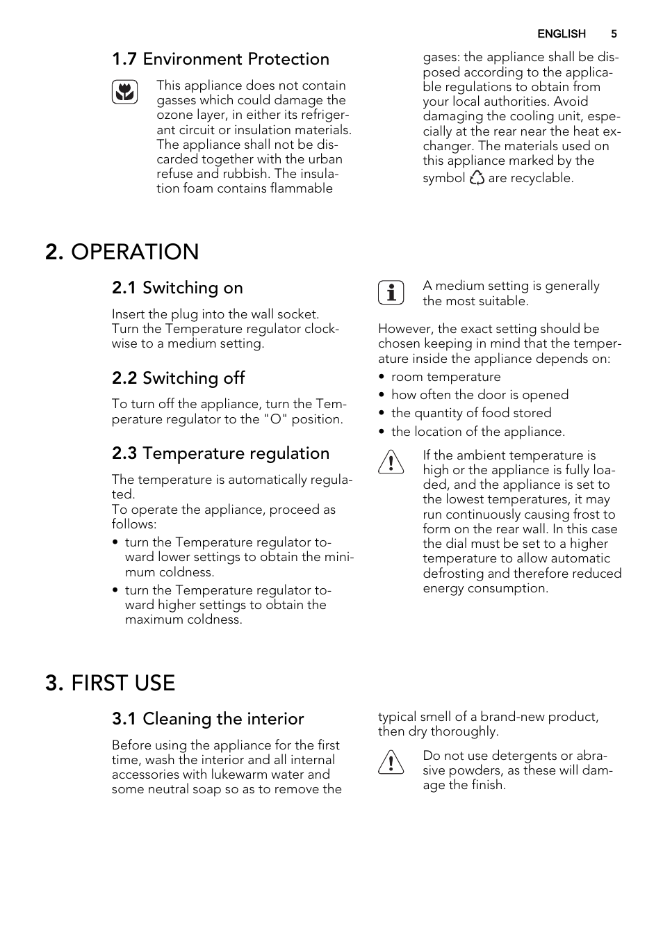 Operation, First use | AEG S63300KDX0 User Manual | Page 5 / 20