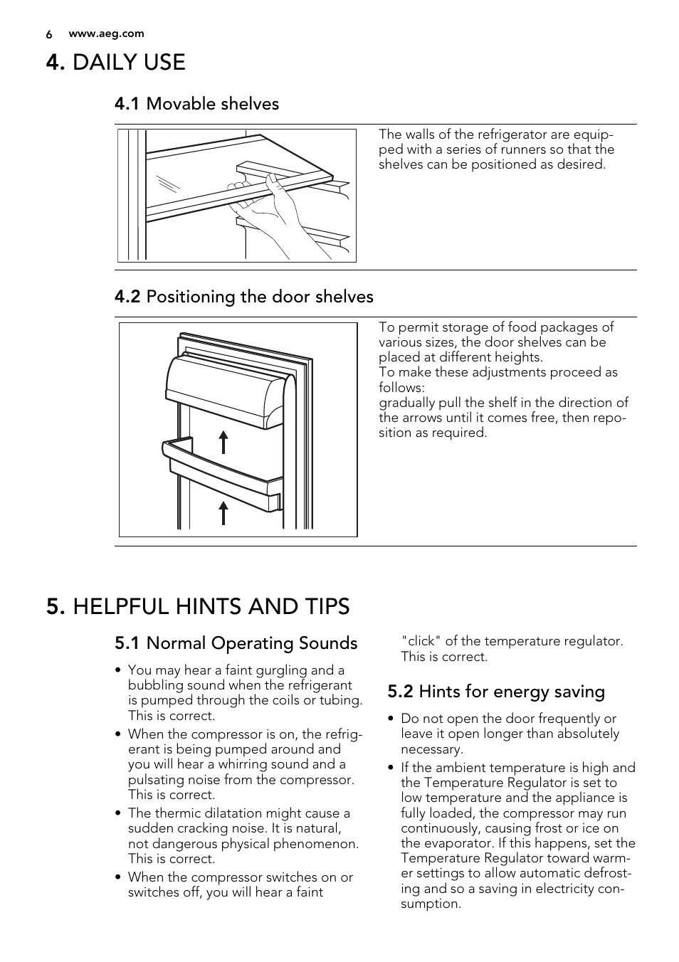 Daily use, Helpful hints and tips | AEG S63300KDX0 User Manual | Page 6 / 20