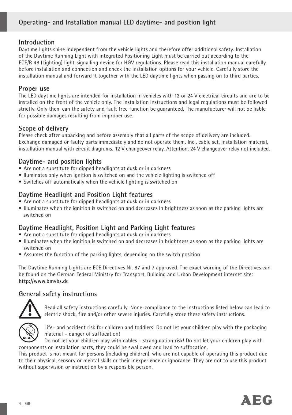 AEG LED Daytime Running Lights LS 18 User Manual | Page 5 / 20
