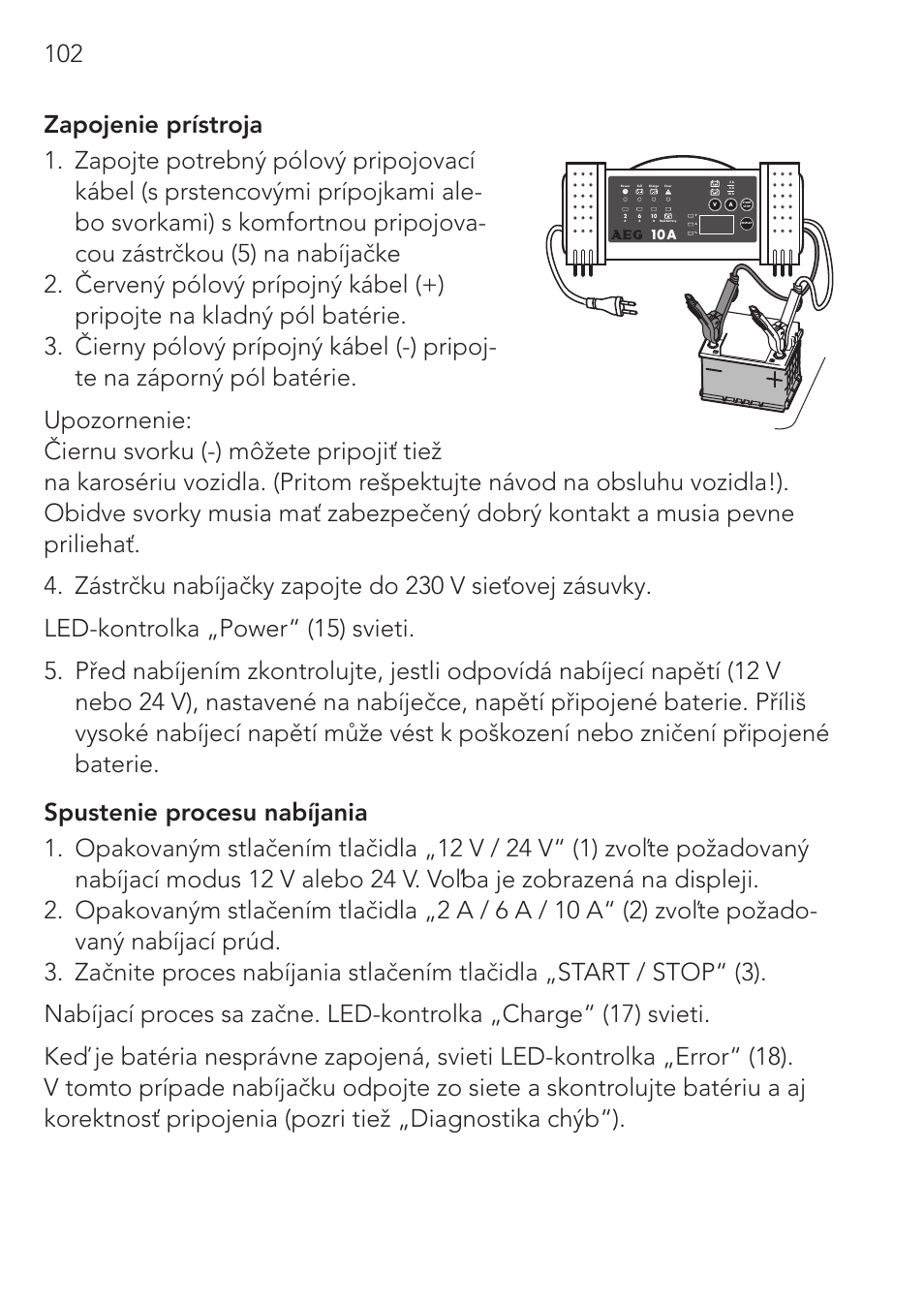 AEG Micro-Processor Charging Unit LW 60.0 User Manual | Page 102 / 112