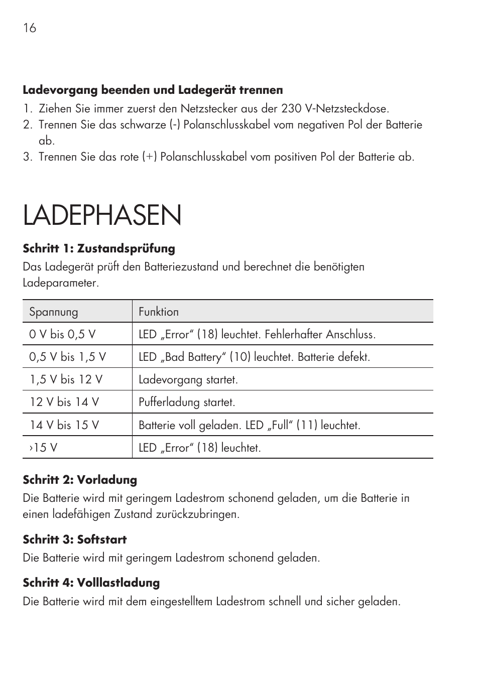 Ladephasen | AEG Micro-Processor Charging Unit LW 60.0 User Manual | Page 16 / 112