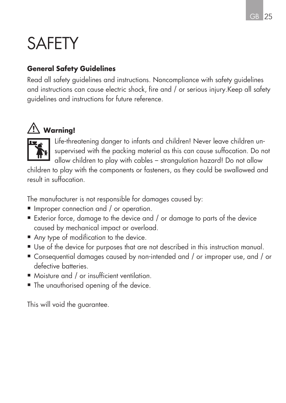 Safety | AEG Micro-Processor Charging Unit LW 60.0 User Manual | Page 25 / 112