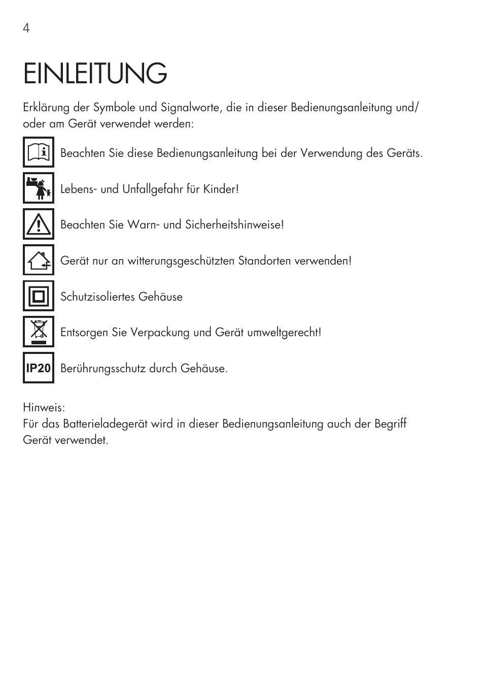 Einleitung | AEG Micro-Processor Charging Unit LW 60.0 User Manual | Page 4 / 112