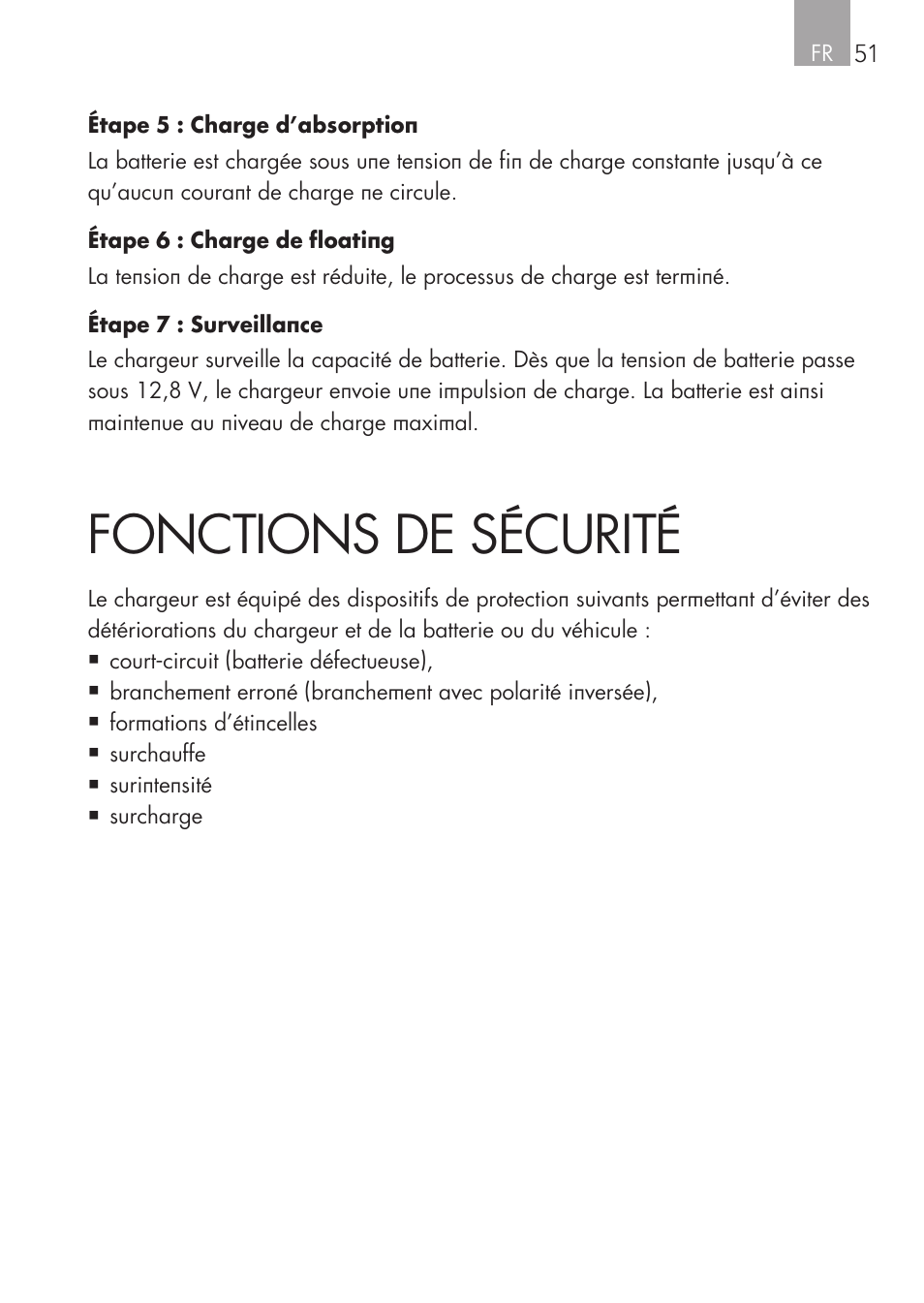 Fonctions de sécurité | AEG Micro-Processor Charging Unit LW 60.0 User Manual | Page 51 / 112