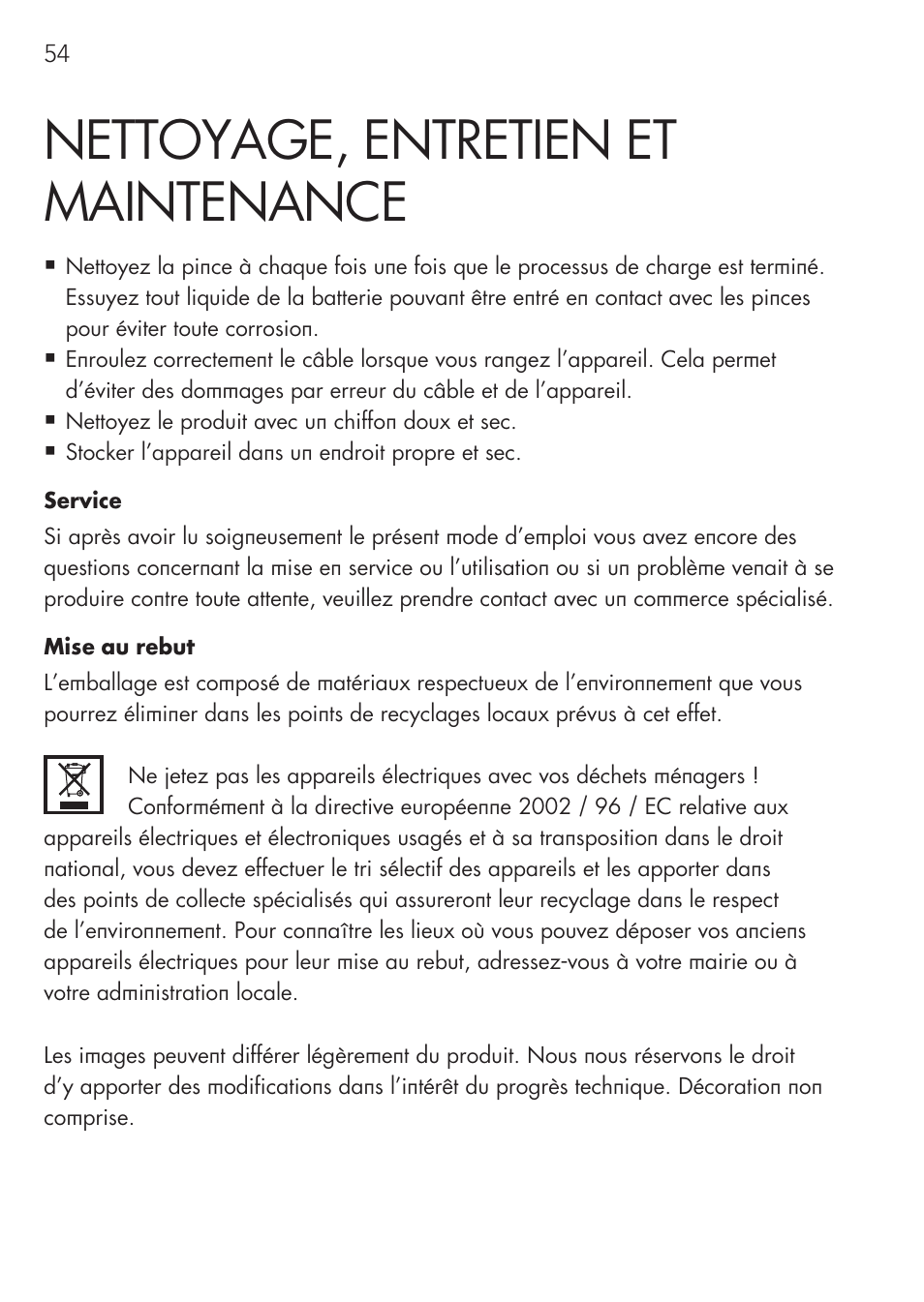 Nettoyage, entretien et maintenance | AEG Micro-Processor Charging Unit LW 60.0 User Manual | Page 54 / 112