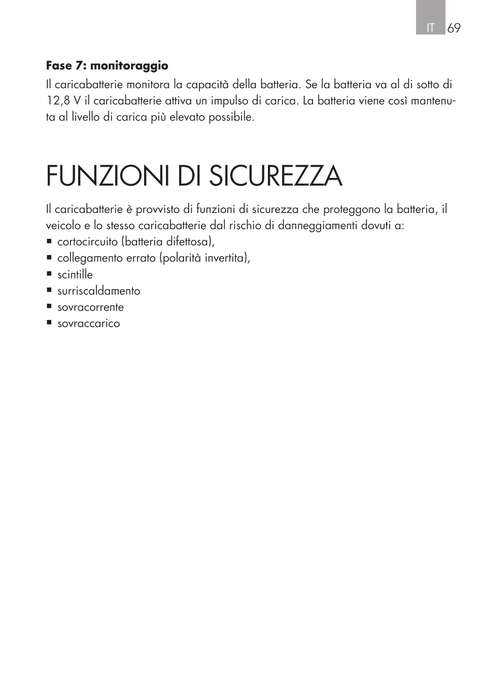 Funzioni di sicurezza | AEG Micro-Processor Charging Unit LW 60.0 User Manual | Page 69 / 112