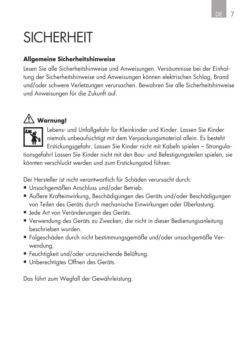 Sicherheit | AEG Micro-Processor Charging Unit LW 60.0 User Manual | Page 7 / 112