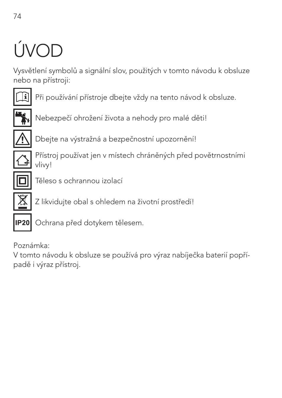 Úvod | AEG Micro-Processor Charging Unit LW 60.0 User Manual | Page 74 / 112