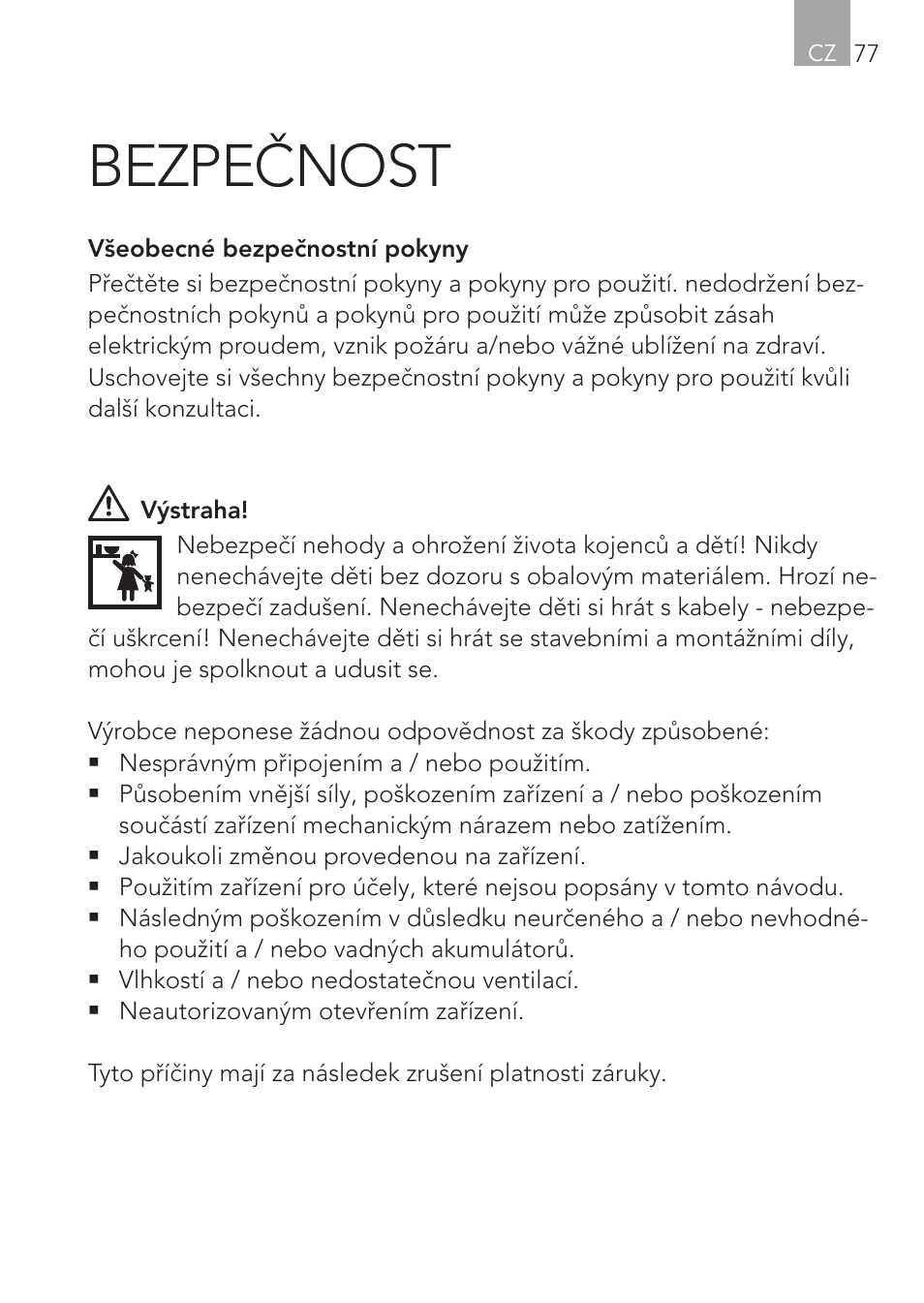 Bezpečnost | AEG Micro-Processor Charging Unit LW 60.0 User Manual | Page 77 / 112