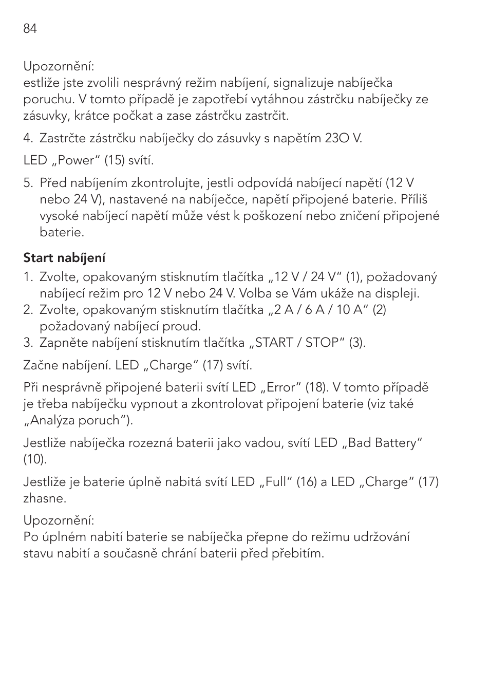 AEG Micro-Processor Charging Unit LW 60.0 User Manual | Page 84 / 112