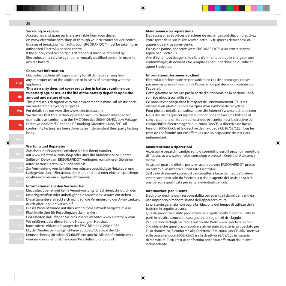 AEG AG941 User Manual | Page 38 / 44