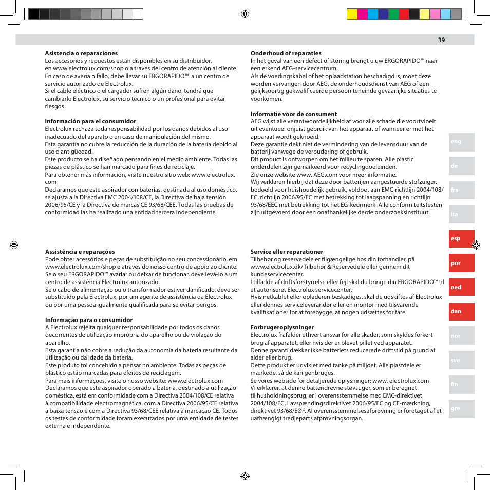 AEG AG941 User Manual | Page 39 / 44