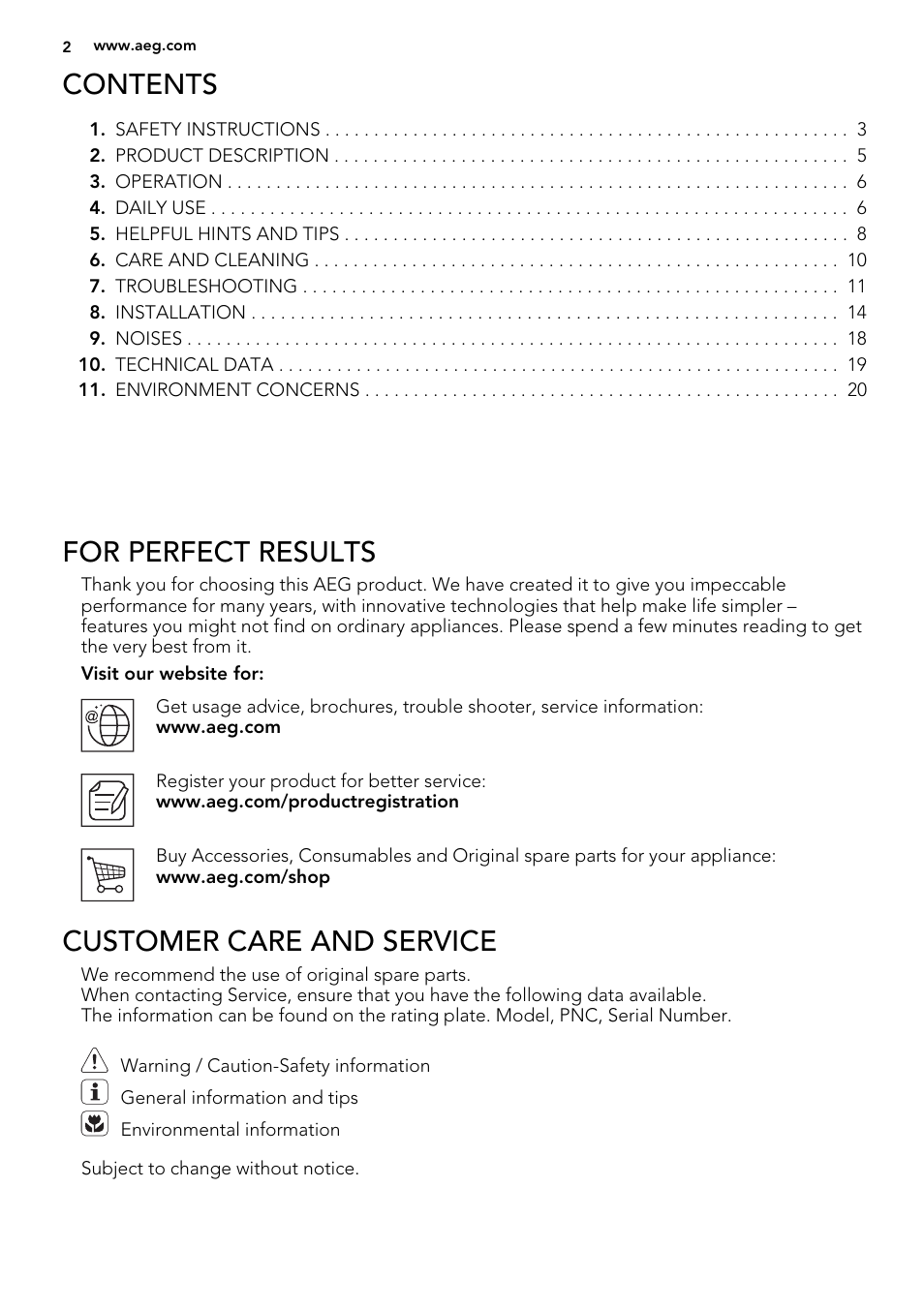 AEG S83600CMM0 User Manual | Page 2 / 24