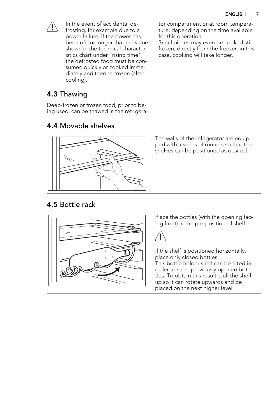 3 thawing, 4 movable shelves, 5 bottle rack | AEG S83600CMM0 User Manual | Page 7 / 24