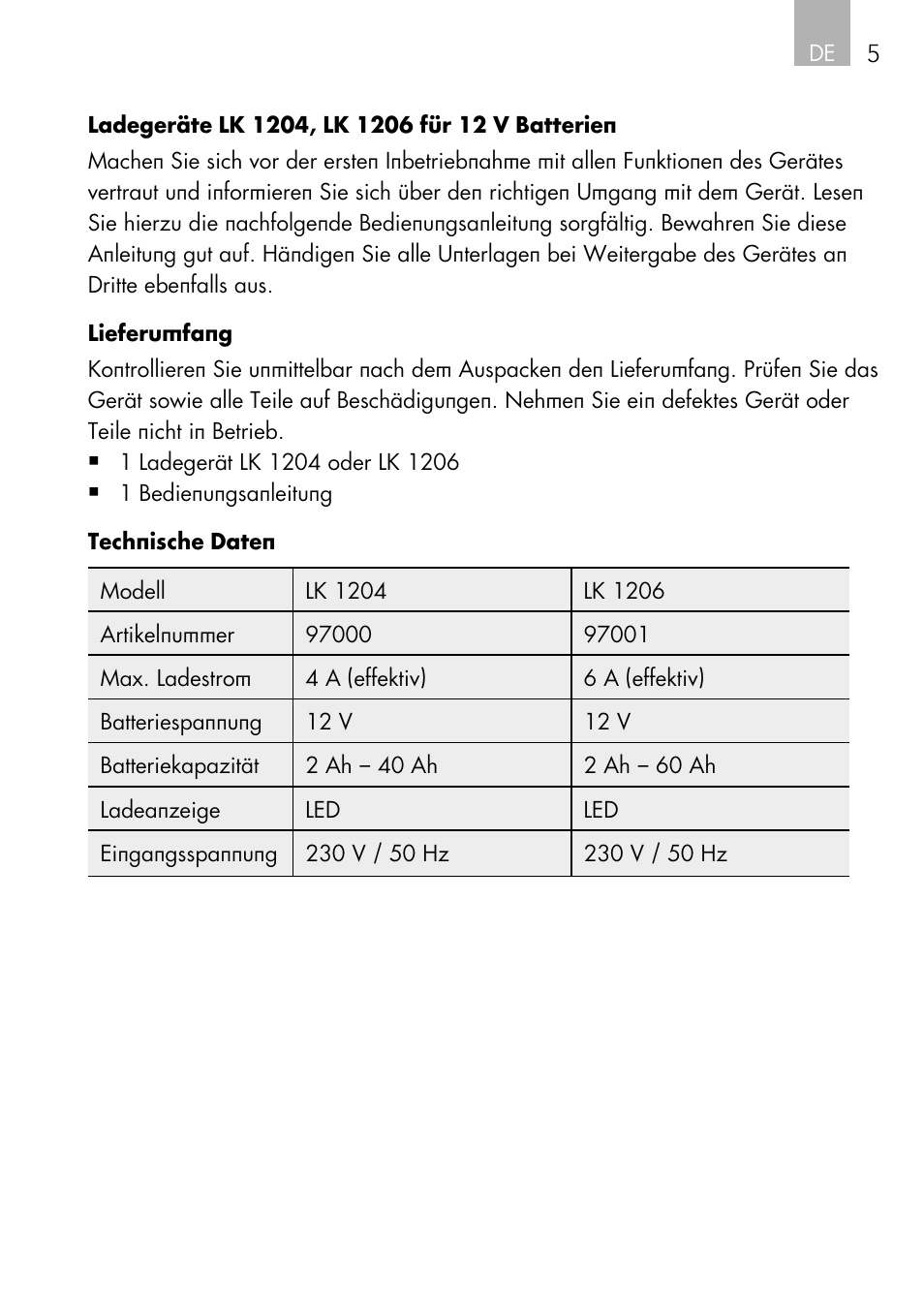 AEG Charger LK 1204 User Manual | Page 5 / 88