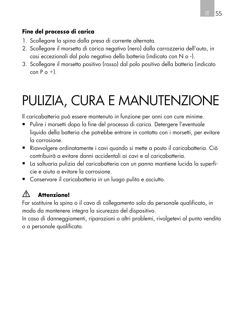 Pulizia, cura e manutenzione | AEG Charger LK 1204 User Manual | Page 55 / 88
